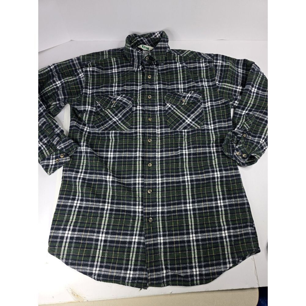 Vintage Key Workwear Thick Cotton Flannel Plaid L Large CowboyCore Rodeo Outdoor